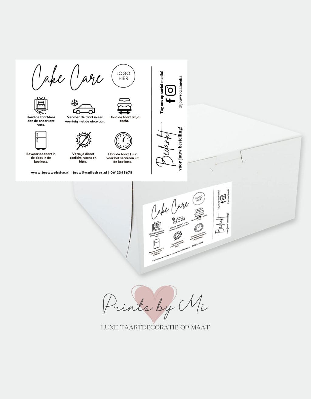 Cake Care Stickers A6 formaat per 20 stuks