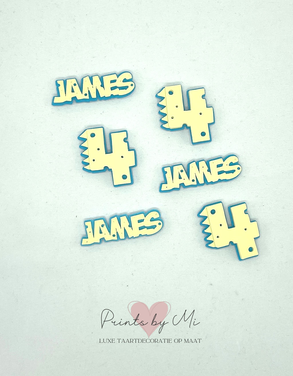 Cupcake toppers Dino stijl met naam en leeftijd