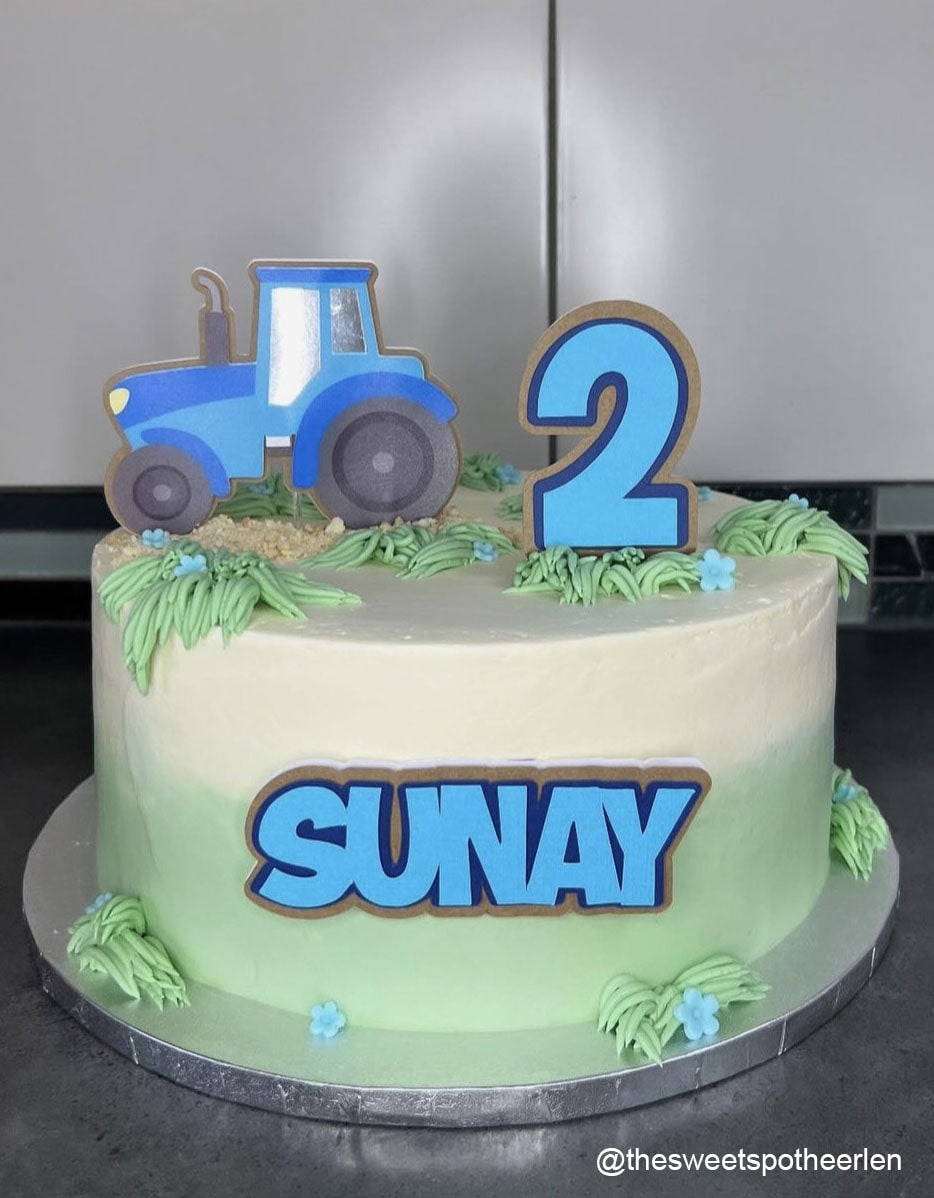 Taartdecoratie set tractor met naam en leeftijd