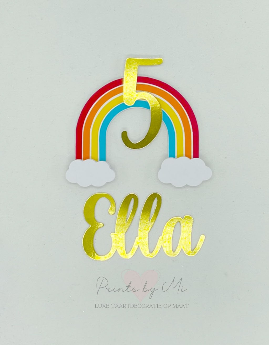 Taartdecoratie Regenboog met naam en leeftijd