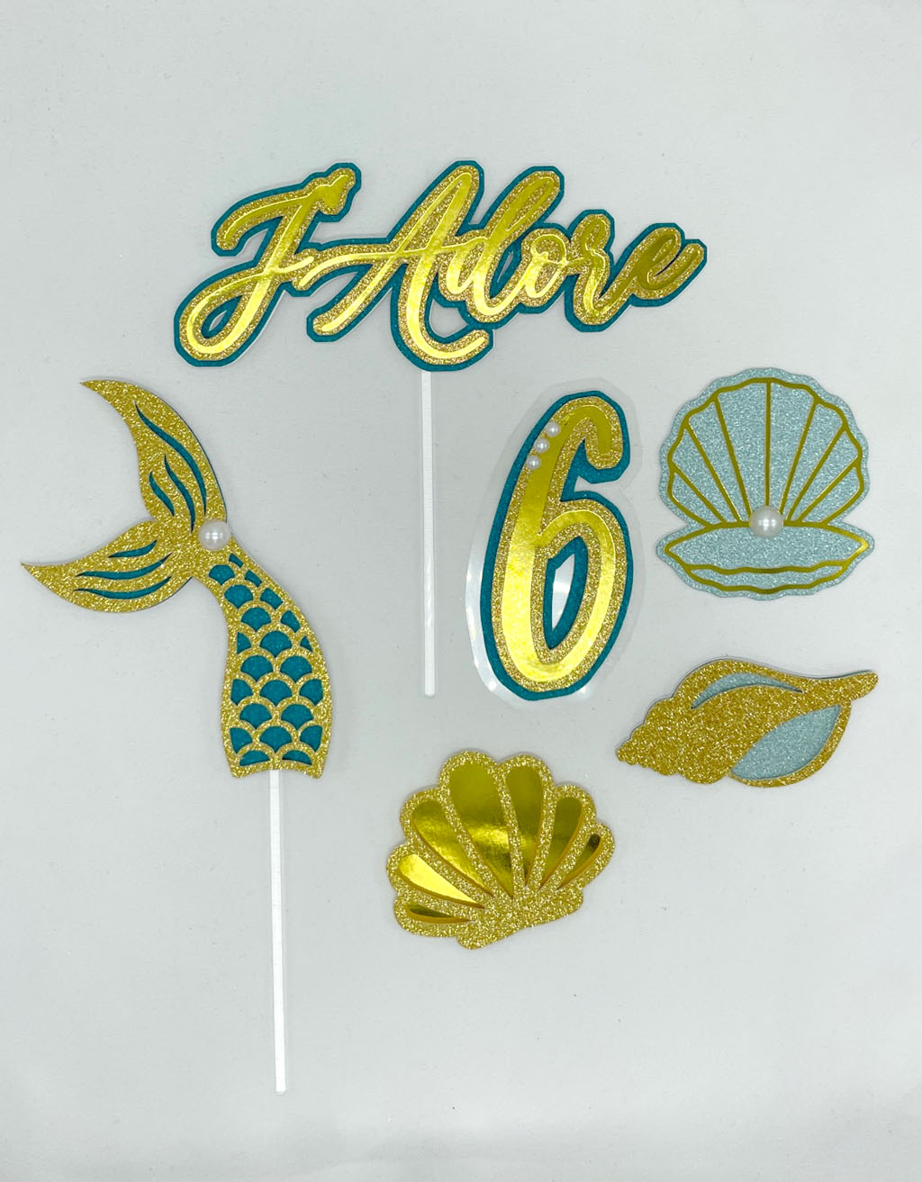 Taartdecoratie set Zeemeermin luxe met naam en leeftijd