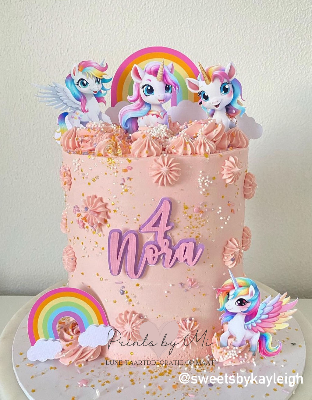 Taartdecoratie Unicorns en Regenbogen