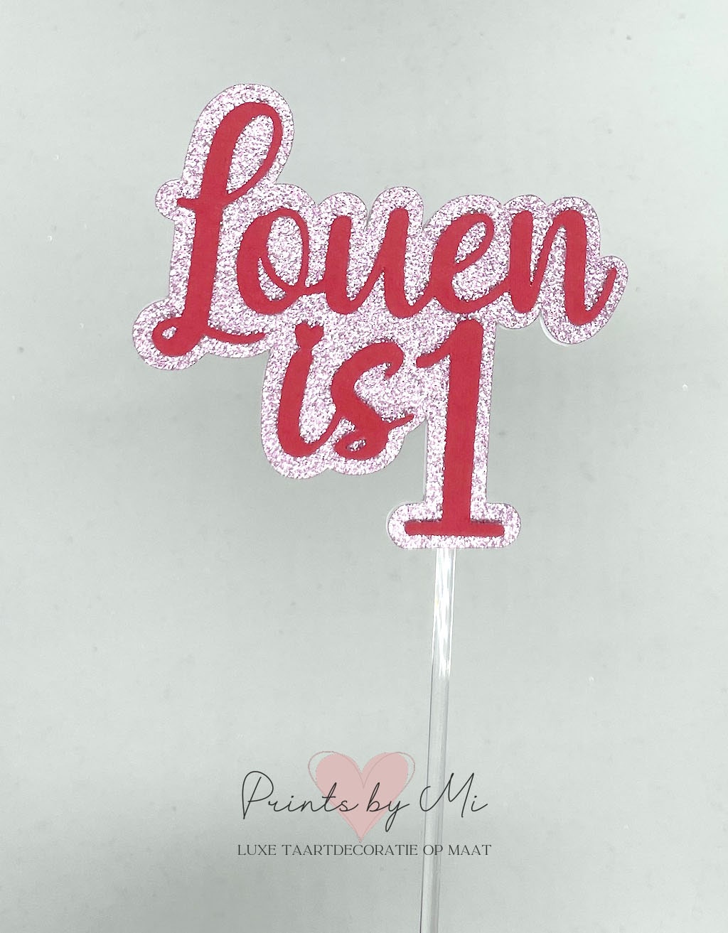 Taarttopper 2 lagen met naam en leeftijd