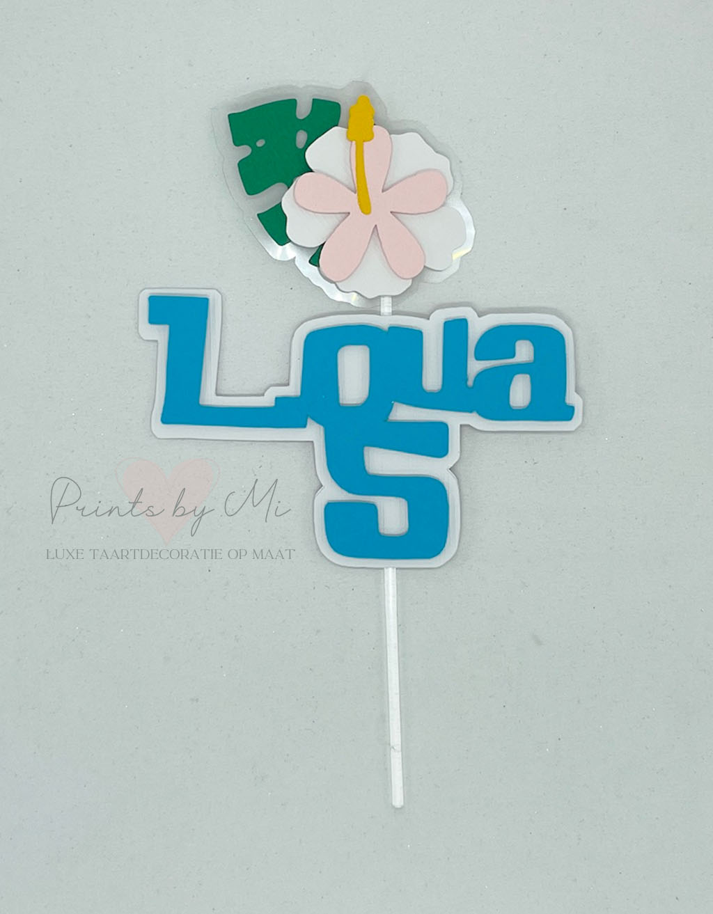 Taarttopper Tropische bloemen Hibiscus - met naam