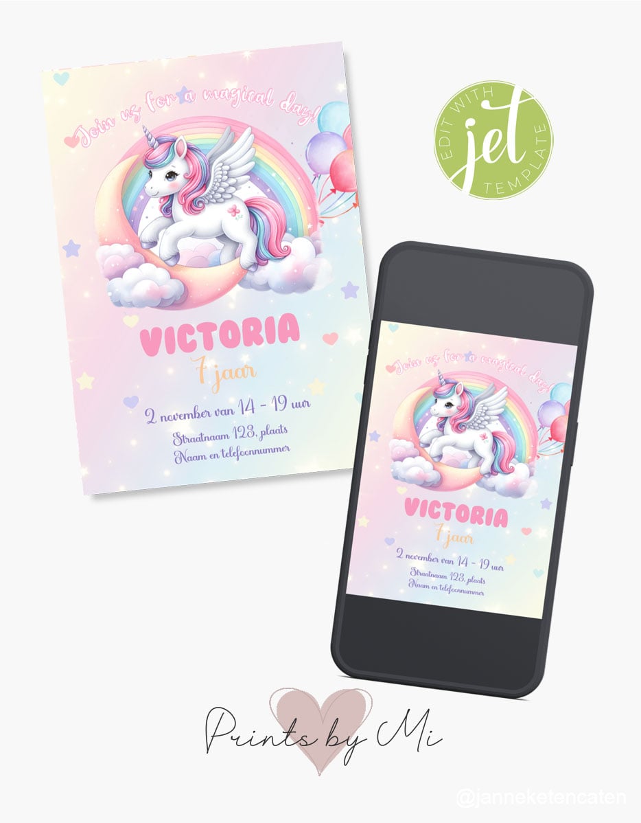 Uitnodiging Magical Unicorn template