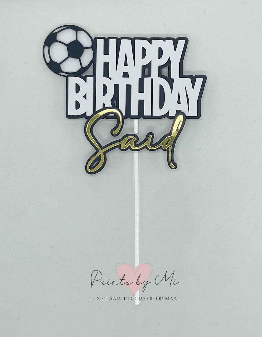 Taarttopper Voetbal Happy Birthday met naam