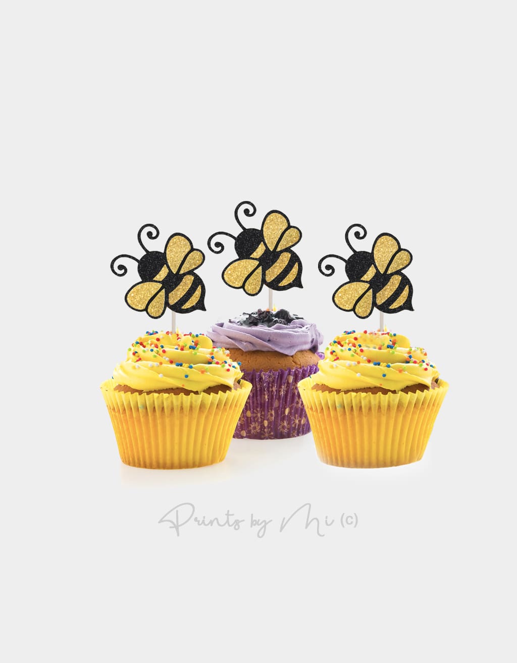 Cupcake prikkers Bijen - per 12 stuks