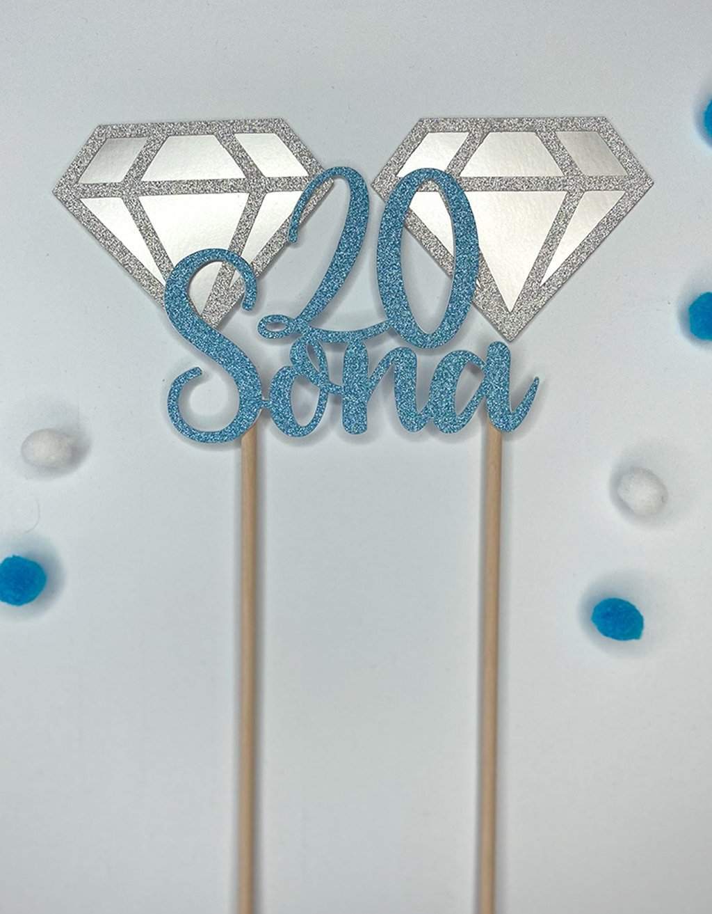 Cake Topper gepersonaliseerd Diamant met Naam freeshipping - Prints by Mi