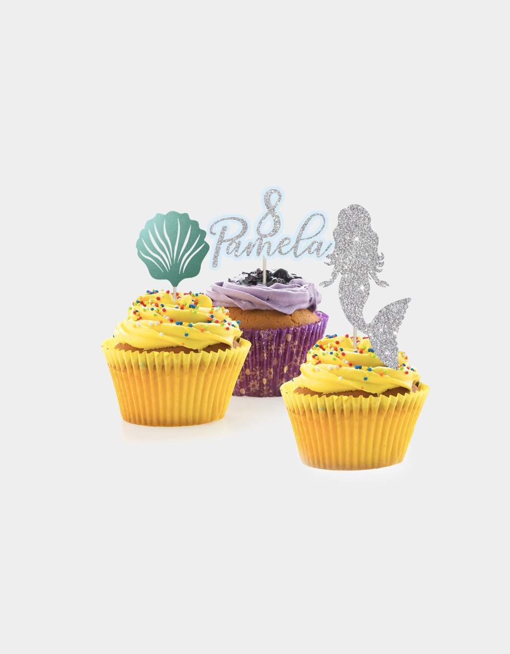 Cupcake Toppers Zeemeermin met naam en leeftijd - per 9 stuks freeshipping - Prints by Mi