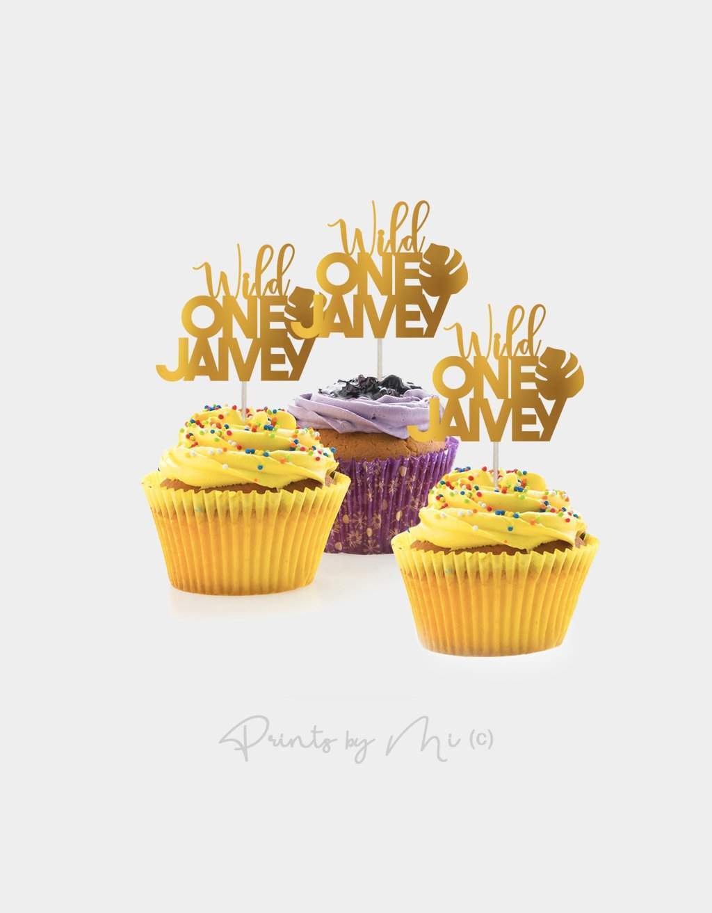 Cupcake topper – Wild One met Naam - per 9 stuks freeshipping - Prints by Mi