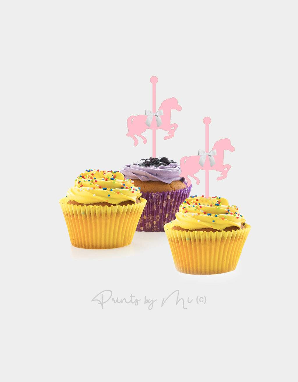 Cupcake prikkers Carrousel paard - per 12 stuks freeshipping - Prints by Mi