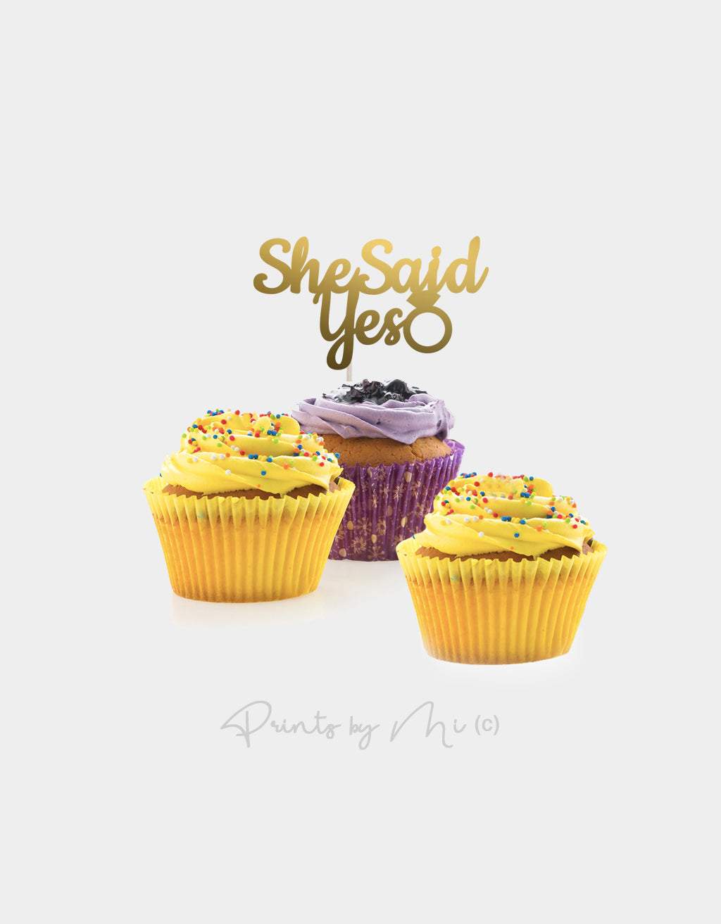 Cupcake prikkers She said yes - per 9 stuks freeshipping - Prints by Mi