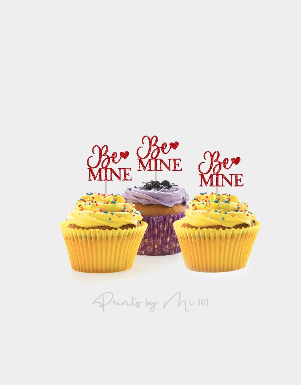 Cupcake toppers Valentijn Be Mine met hart - per 12 stuks