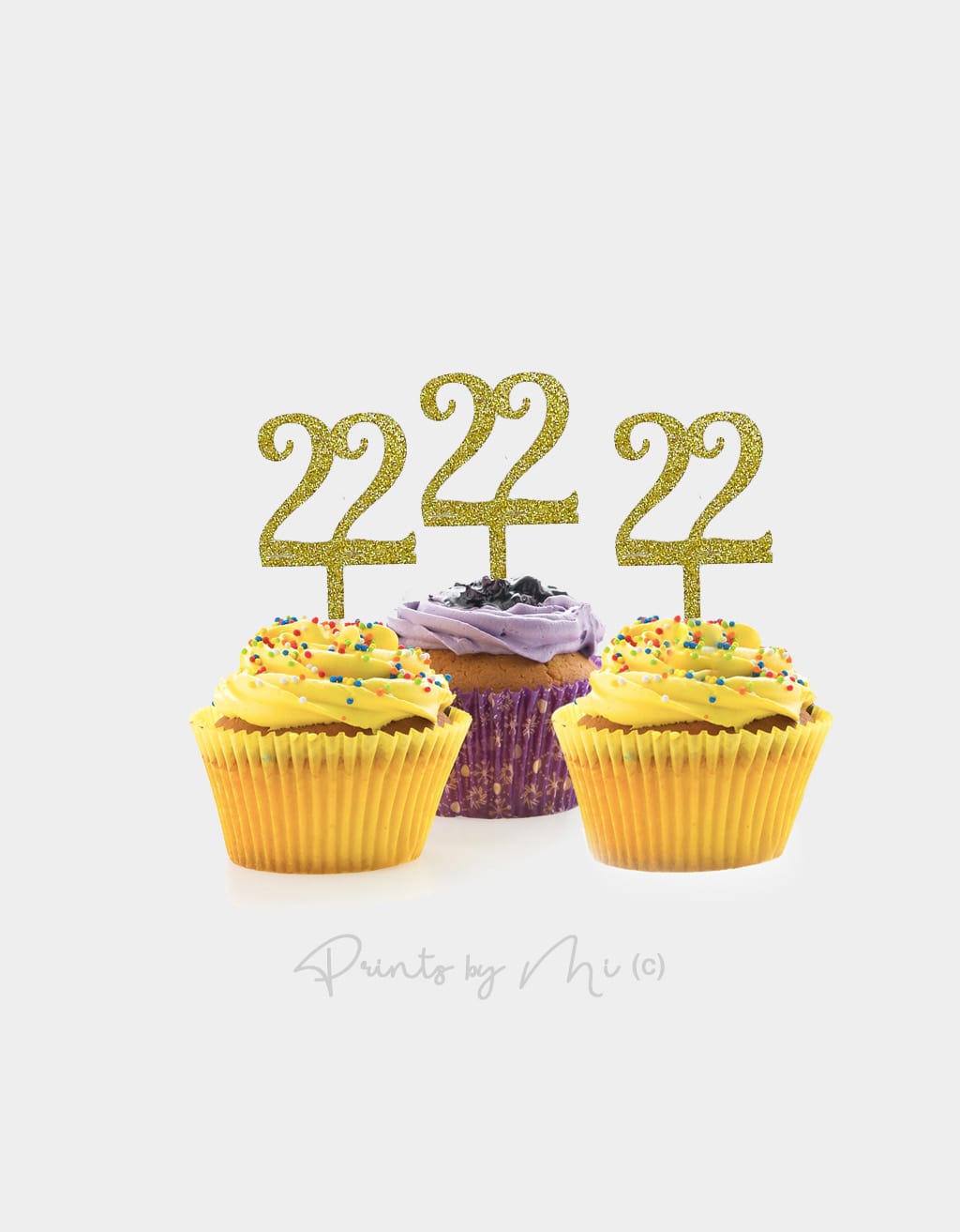 Cupcake toppers met leeftijd - per 12 stuks