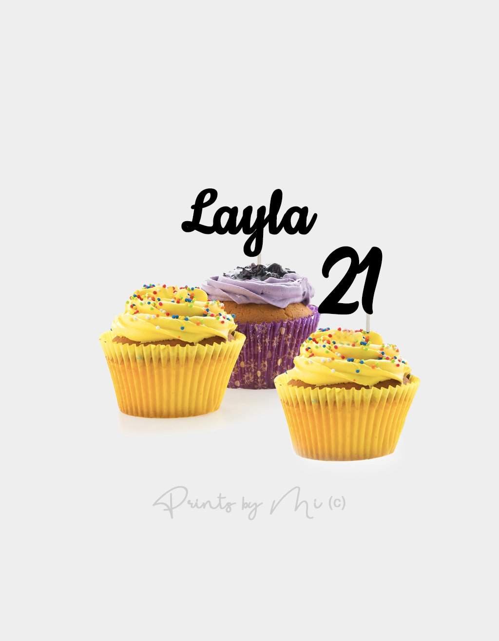 Cupcake prikkers set naam en leeftijd - 12 stuks freeshipping - Prints by Mi