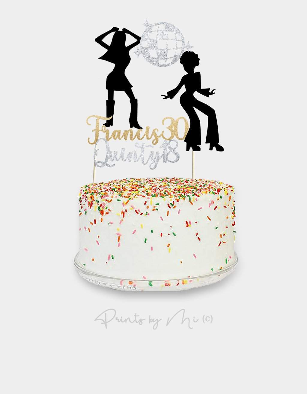 Taarttopper Disco met naam en leeftijd freeshipping - Prints by Mi
