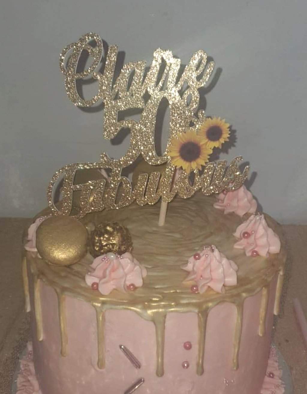 Taarttopper Fabulous met Bloem naam en leeftijd freeshipping - Prints by Mi