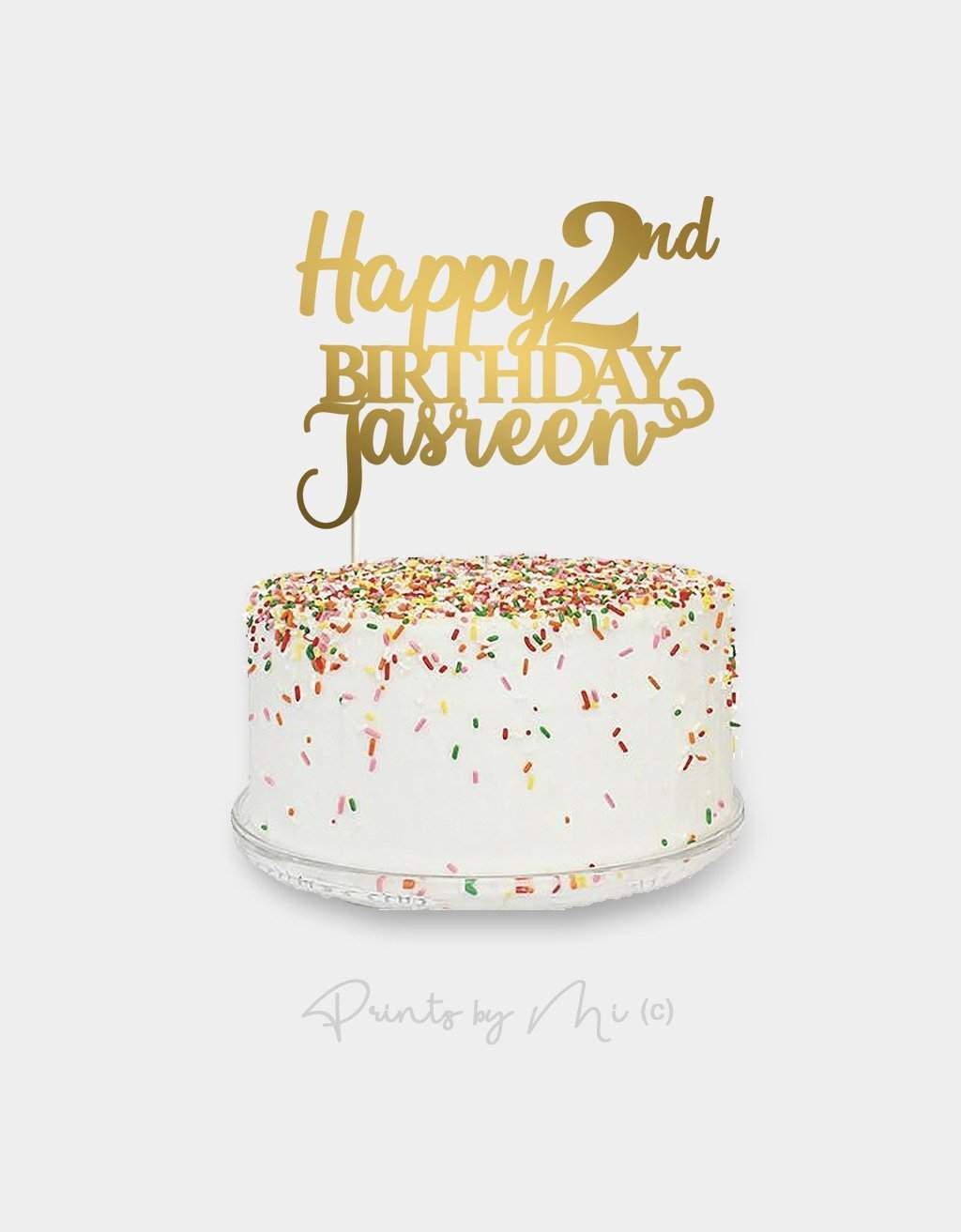 Taarttopper 3 lettertypes met naam en leeftijd freeshipping - Prints by Mi