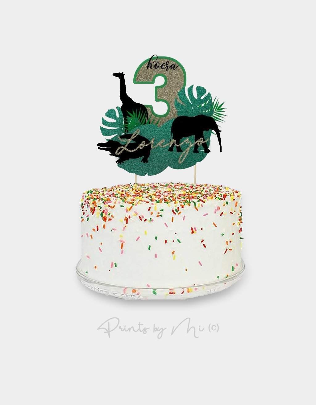 Cake Topper Jungle met Naam freeshipping - Prints by Mi