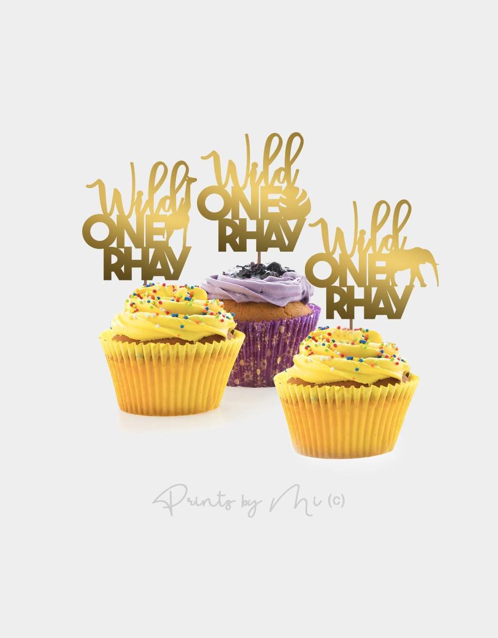 Cupcake toppers – Jungle Wild One met Naam - per 9 stuks freeshipping - Prints by Mi