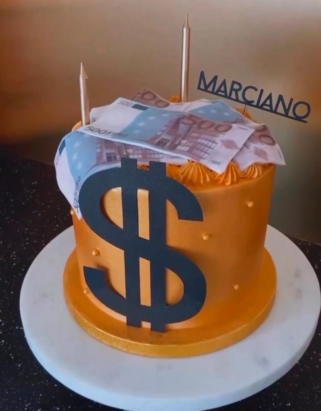 Taartdecoratie set Dollar met naam