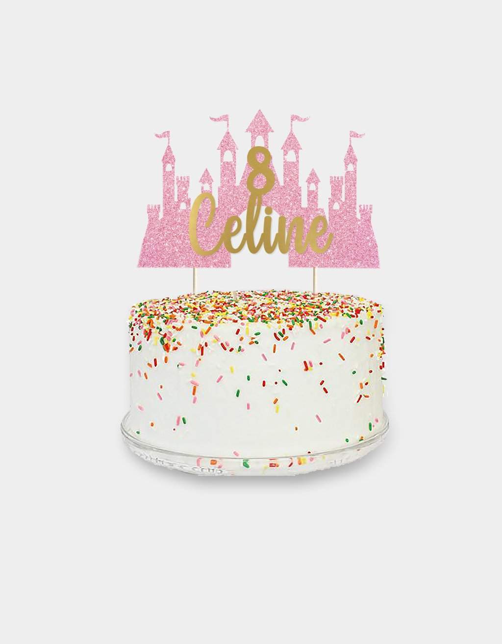 Taarttopper Prinsessenkasteel met naam en leeftijd freeshipping - Prints by Mi