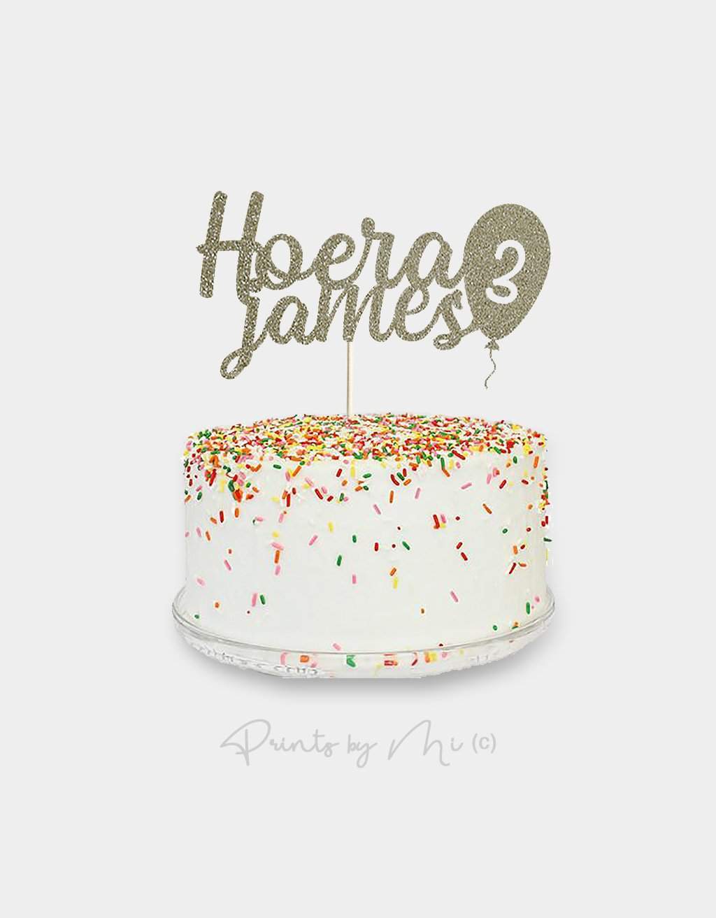 Glitter Cake Topper Ballon met Naam en Leeftijd freeshipping - Prints by Mi