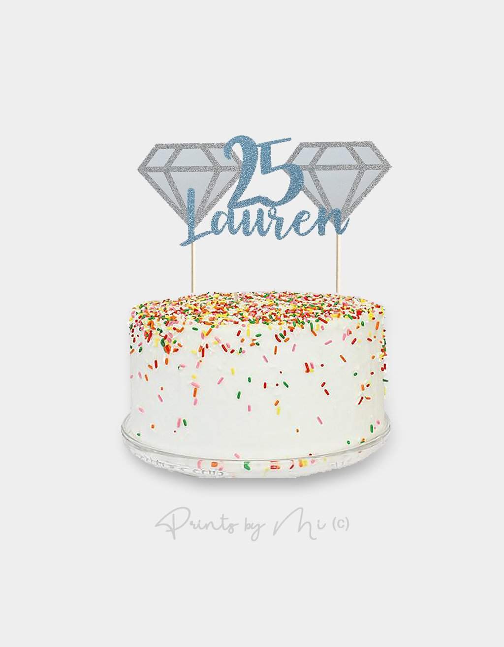 Cake Topper gepersonaliseerd Diamant met Naam freeshipping - Prints by Mi