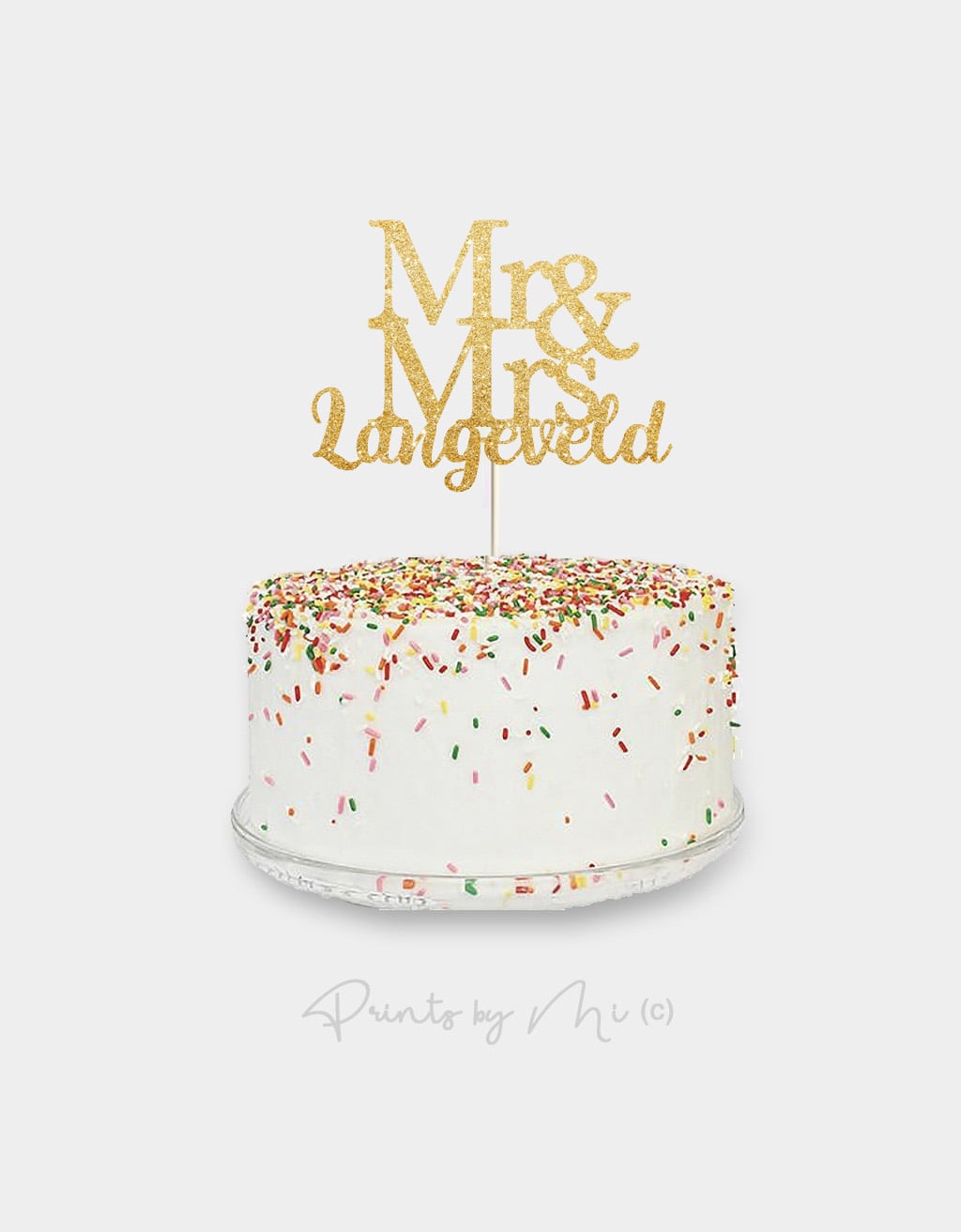 Taarttopper Mr & Mrs met achternaam