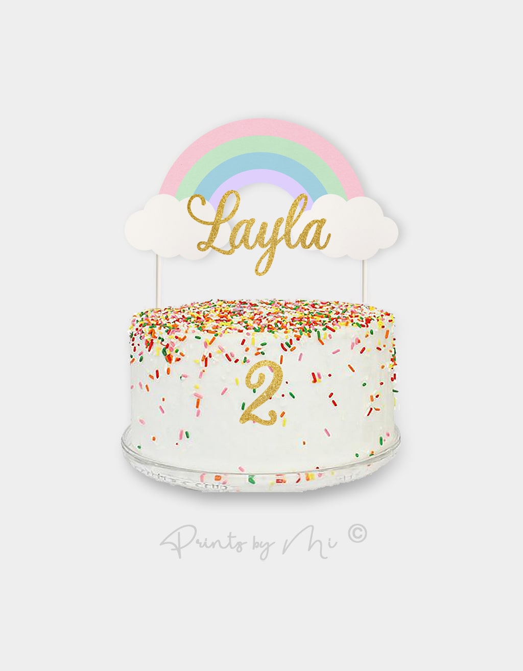 Set taarttopper Regenboog met losse leeftijd
