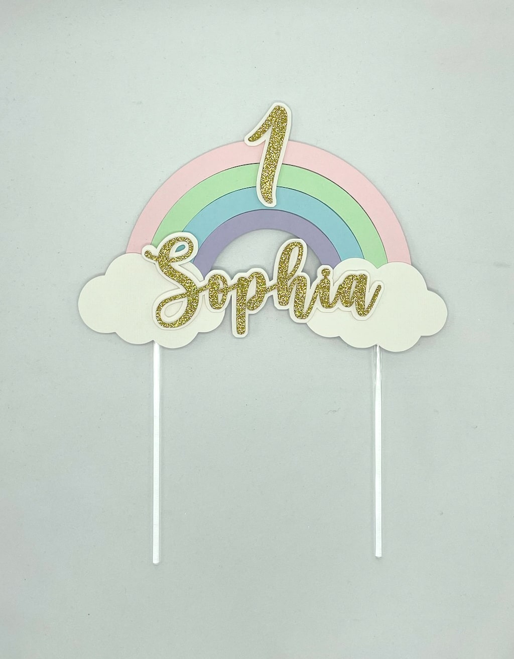Set taarttopper Regenboog met losse leeftijd