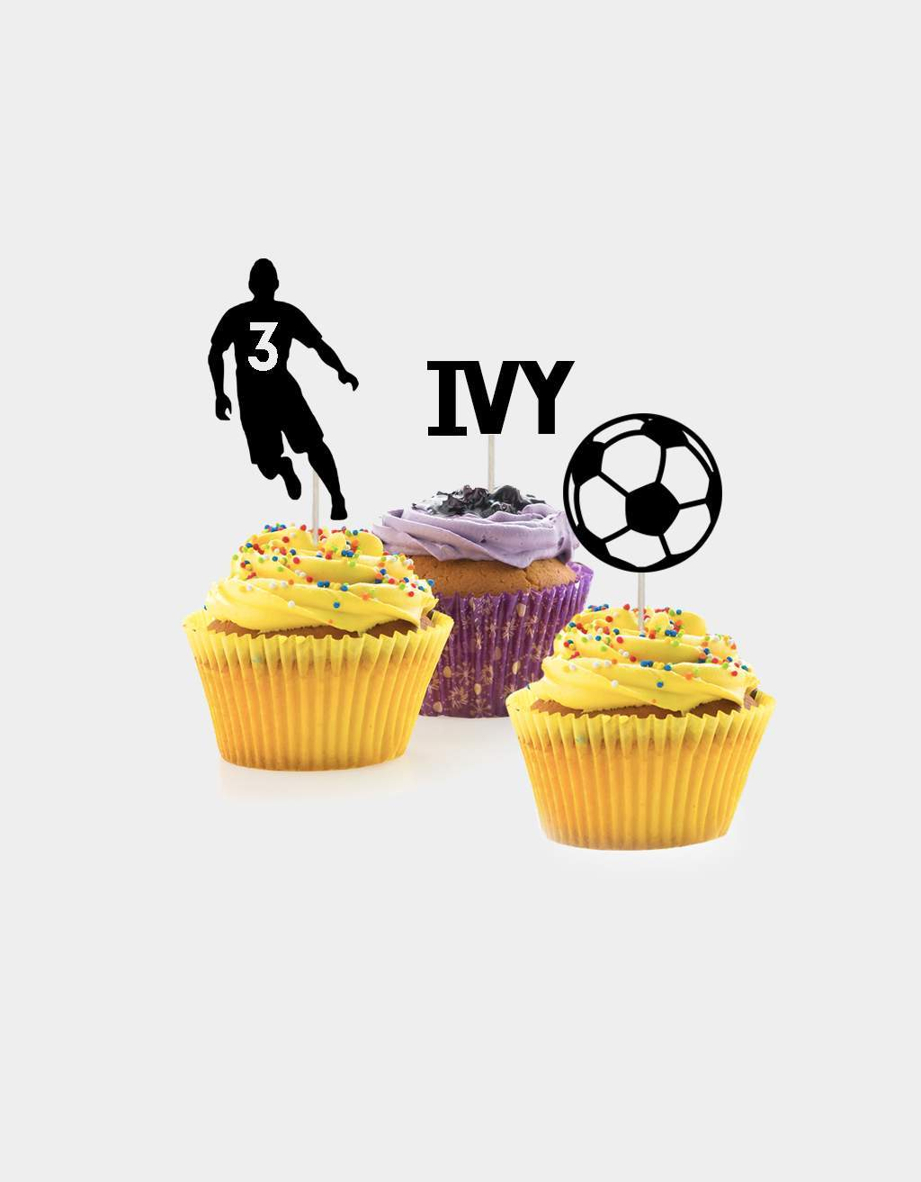 Cupcake Topper Voetbal Voetballer met Naam - per 3 stuks freeshipping - Prints by Mi