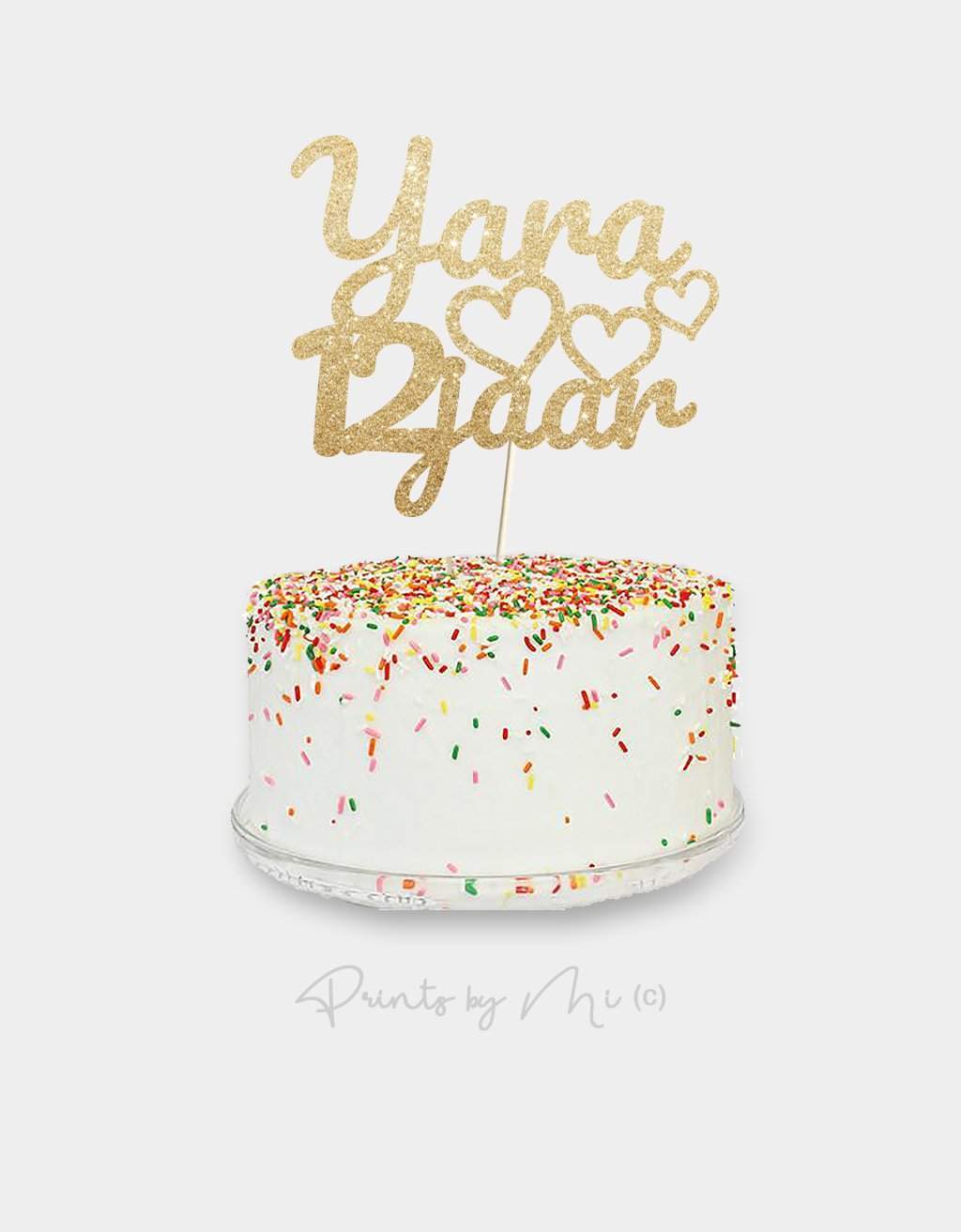 Taarttopper Hartjes met naam en leeftijd freeshipping - Prints by Mi