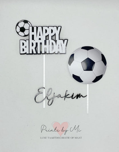 Taartdecoratie set Happy Birthday Voetbalthema
