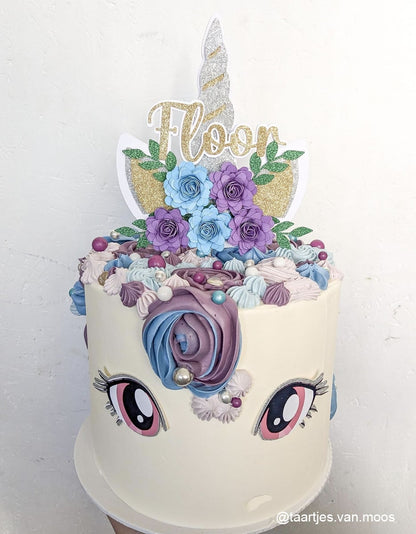 Taarttopper Unicorn met naam
