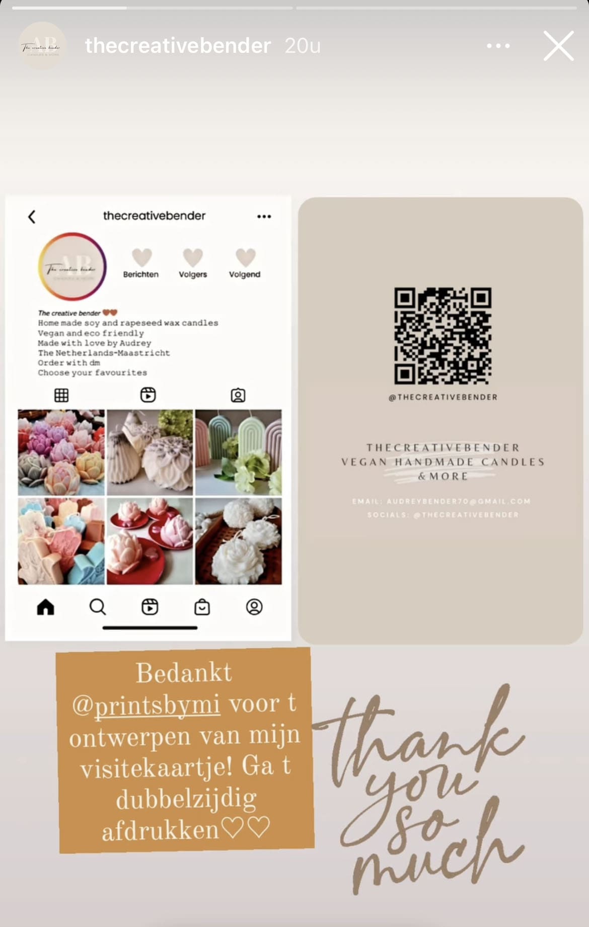 Instagram Visitekaartje bestand - gepersonaliseerd met QR code - 1 foto