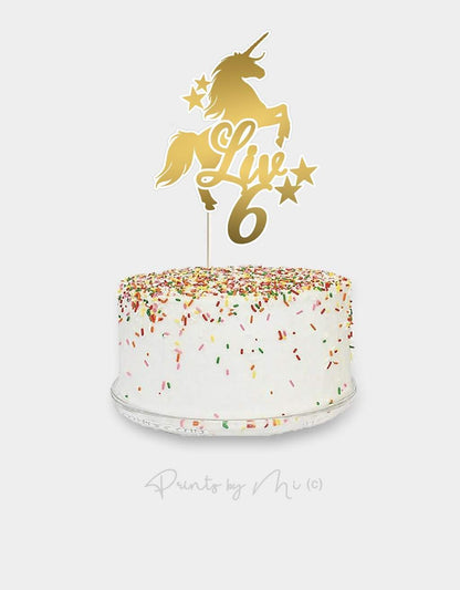 Taarttopper Unicorn en sterren met naam en leeftijd freeshipping - Prints by Mi