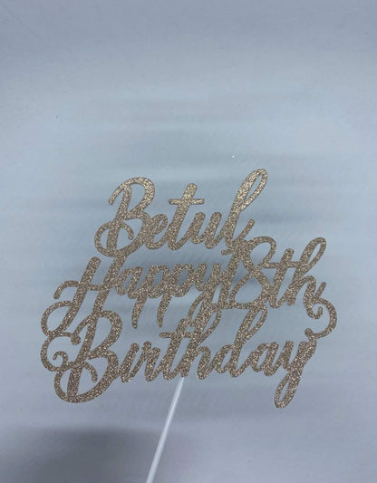 Taarttopper Happy Birthday met naam en leeftijd freeshipping - Prints by Mi