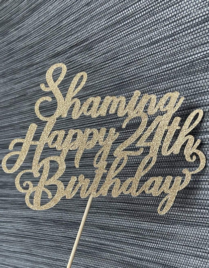 Taarttopper Happy Birthday met naam en leeftijd freeshipping - Prints by Mi