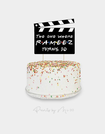 Taarttopper Friends Filmklapper - Verjaardag met naam en leeftijd freeshipping - Prints by Mi