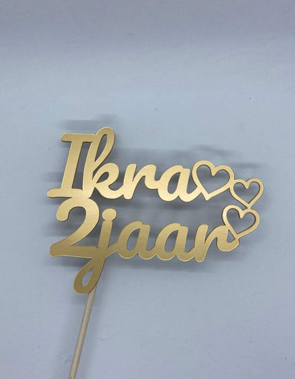 Taarttopper Hartjes met naam en leeftijd freeshipping - Prints by Mi