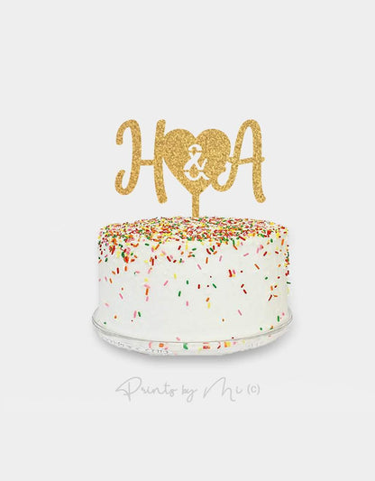 Taarttopper Initialen met Hart freeshipping - Prints by Mi