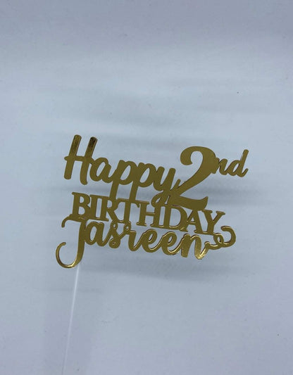Taarttopper 3 lettertypes met naam en leeftijd freeshipping - Prints by Mi