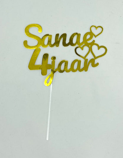 Taarttopper Hartjes met naam en leeftijd
