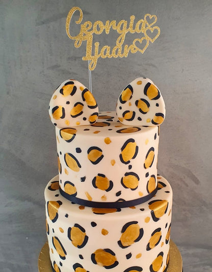 Taarttopper Hartjes met naam en leeftijd