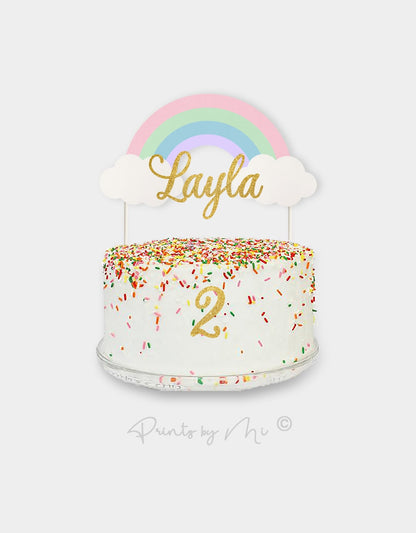 Set taarttopper Regenboog met losse leeftijd