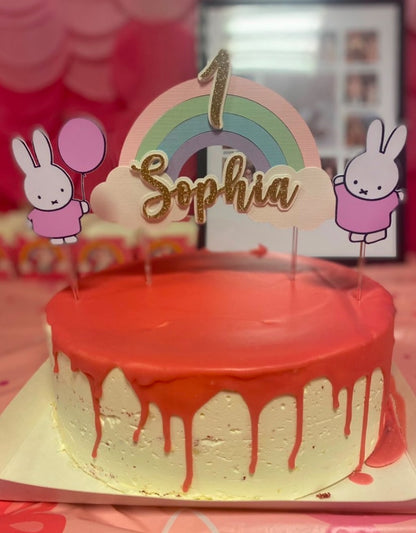 Set taarttopper Regenboog met losse leeftijd