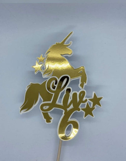 Taarttopper Unicorn en sterren met naam en leeftijd freeshipping - Prints by Mi