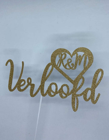 Cake Topper Verloving met Initialen freeshipping - Prints by Mi