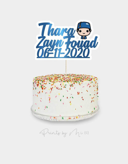 Taarttopper Thara met naam en datum freeshipping - Prints by Mi